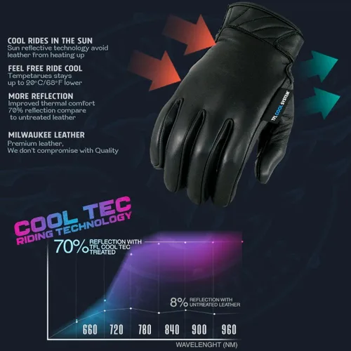 Miniatura 2 de Milwaukee Leather MG7502 - Guantes de mano para motocicleta de gel compatible con pantalla táctil para hombre, color negro
