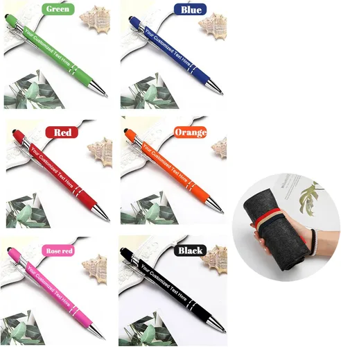 Miniatura 5 de EAQ Bolígrafos personalizados grabados personalizados con punta de lápiz capacitivo, bolígrafos con nombre de texto y mensaje para aniversarios