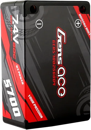 Miniatura 4 de Gens ace 5700mAh 7.4V 60C 2S3P HardCase Lipo Batería Sillín Pack 12 # con 0.157 in Bullet a T Plug (2 piezas)