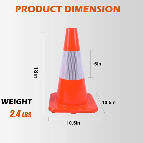 Miniatura 2 de Paquete de 4 conos de tráfico de 18 pulgadas con collares reflectantes, conos de seguridad de PVC duraderos para estacionamiento, construcción