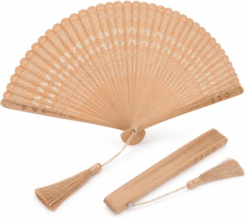 BESPORTBLE Ventilador plegable de bambú para mujer, ventilador plegable de mano chino vintage, pequeño accesorio portátil de refrigeración de madera