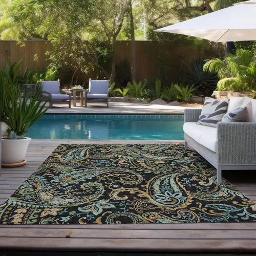 Miniatura 8 de Addison Rugs Chantille ACN533 - Alfombra negra de 8 x 10 pies, resistente a las manchas, lavable a máquina, no se desprende, para dormitorio, sala