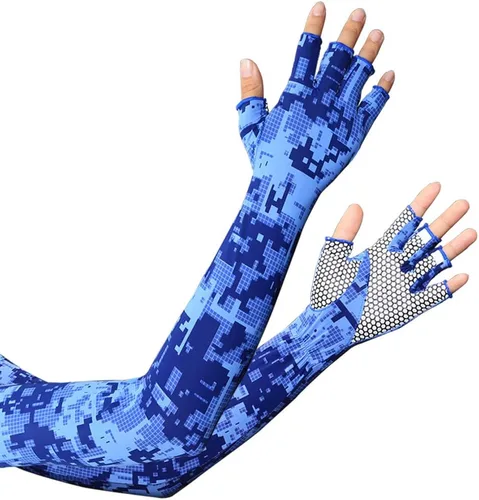 Miniatura 7 de Mangas de brazo con guantes de protección UV para hombres y mujeres Ciclismo Manga de brazo de hielo sin dedos compresión solar cubierta de brazo