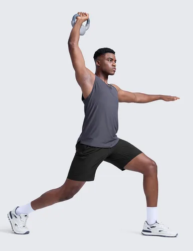 Miniatura 3 de CRZ YOGA Pantalones cortos de entrenamiento sin forro para hombre, 9 pulgadas, secado rápido, para correr, deportes, atletismo, gimnasio