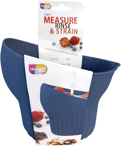 Miniatura 6 de Talisman Designs Enjuague y tensión 2 en 1 Capacidad para hasta 2 tazas Colador de alimentos Cesta de lavado de frutas Colador y colador