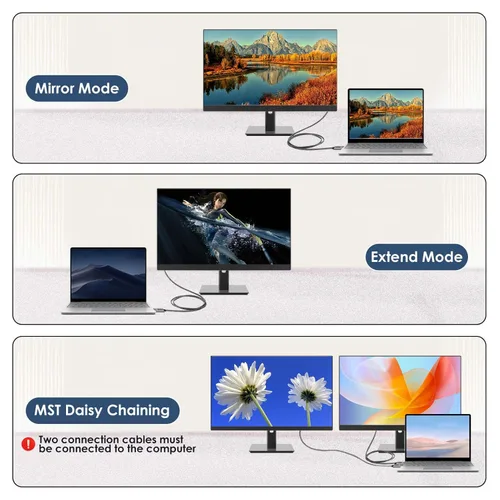 Miniatura 3 de Cable USB C a DisplayPort 1.4 bidireccional, compatible con cable trenzado de 8K a 60Hz, 4K a 240Hz