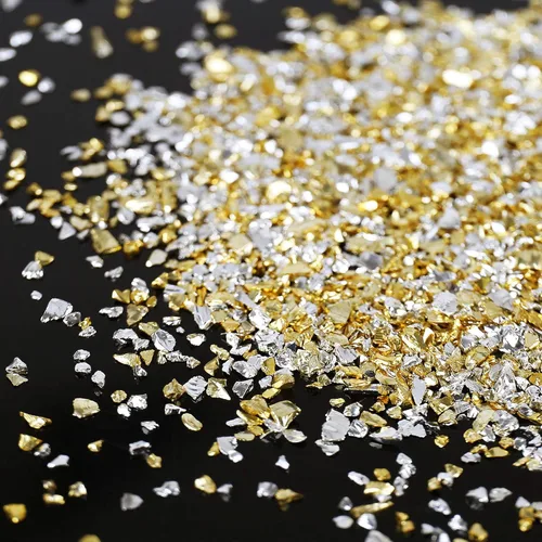 Miniatura 24 de Chips de vidrio triturado irregulares, 3.53 onzas de piedras metálicas gruesas con purpurina para arte de uñas, relleno de molde de resina