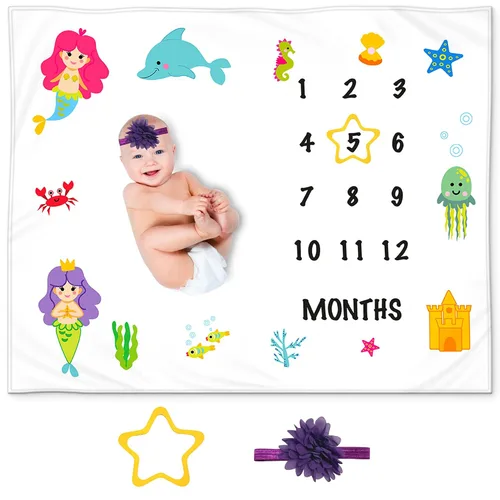 Miniatura 14 de Manta Milestone para bebé niño – Manta mensual de bebé, seguimiento del crecimiento para recién nacido, decoración de guardería de bosque, tema