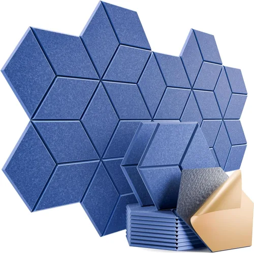 Miniatura 126 de Paquete de 12 paneles acústicos autoadhesivos de 12 x 10 x 0.4 pulgadas, paneles de espuma a prueba de sonido con alta densidad, diseño forrado