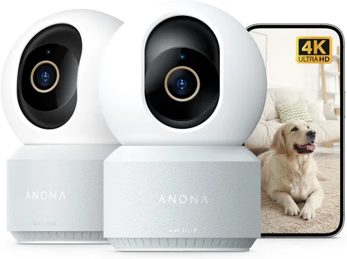 Anona cámara interior 4K UHD, cámara de seguridad para mascotas/perros/bebés con aplicación para teléfono, 360° de paneo y tilt, Wi-Fi 6 de doble