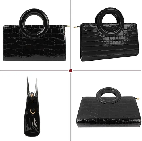 Miniatura 107 de ZLMBAGUS - Bolso de mano para mujer, diseño vintage con solapa y asa, de piel sintética, para llevar al hombro