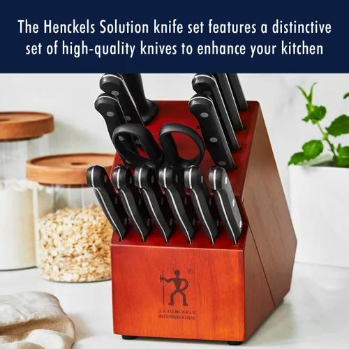 Miniatura 2 de HENCKELS Solution - Juego de 15 cuchillos ultraafilados con bloque, cuchillo de chef, cuchillo de pan, cuchillo de carne, ingeniería alemana Negro