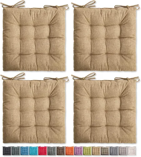 Miniatura 17 de SQUARE MOON Paquete de 4 cojines para silla, cojines de asiento, almohadillas para silla, tapete para silla de interior y exterior, sillas de Beige