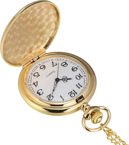 Miniatura 2 de I-MART Reloj de bolsillo vintage liso con cadena dorado Oro