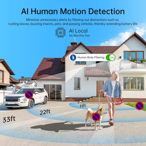 Miniatura 6 de Cámaras de seguridad inalámbricas para exteriores 2K: Cámara WiFi alimentada por batería con detección de movimiento AI para el hogar - Visión