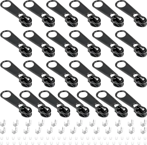Miniatura 25 de DOITEM 31 yardas, 10 unidades de cremalleras de costura #3, cremalleras de bobina de nailon surtidos para coser con 40 deslizadores de cremallera
