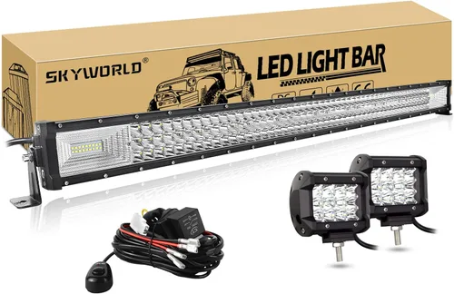 Miniatura 10 de SKYWORLD Barra de Luz LED de 22 pulgadas Recta 270W Combo de Foco e Inundación Barra de Luces Todo Terreno + 2PCS Pods LED de 4 Pulgadas 36W de Foco