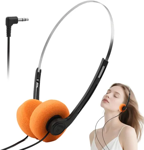 Miniatura 8 de Auriculares retro sobre la oreja con cable, auriculares vintage actualizados con aros, auriculares estéreo de alta fidelidad, auriculares ligeros