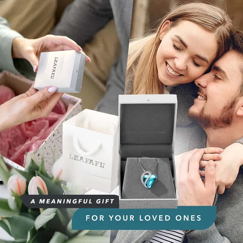 Miniatura 6 de Leafael Collar con colgante de corazón con cristales de piedra natal para 12 meses regalo de joyería para mujer tono plateado 180in 20in