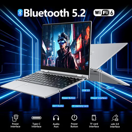 Miniatura 5 de FUNYET Touchscreen Laptop Computer 2026, 14 Inch 2 in 1 Gaming Lap Top Windows 11 Pro, 16GB RAM 1TB SSD, Intel N100 Processor, Office 365