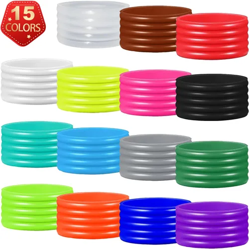 Miniatura 2 de 15 colores disponibles Buena elasticidad 8-45 piezas de raqueta de tenis/paletas de pickleball/squash anillo de silicona raqueta agarre bandas 15pcs
