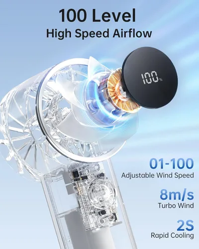 Miniatura 2 de TriPole Ventilador portátil mini ventilador turbo de mano para viajes, tiempo máximo de enfriamiento de 20 horas, ventiladores de batería recargable