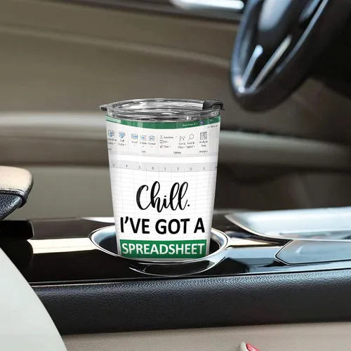 Miniatura 5 de Vaso de contador de 20 onzas con tapa de acero inoxidable aislado de Excel para contador, para hombres y mujeres, CFO de CPA, compañero de trabajo