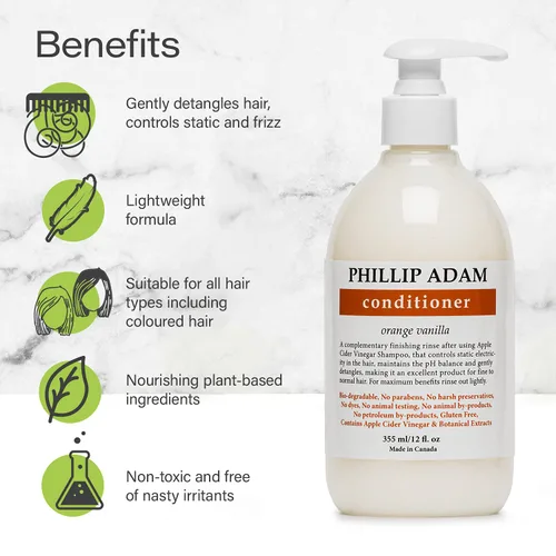 Miniatura 5 de Phillip Adam Acondicionador de vainilla naranja para cabello liso y brillante, sin productos químicos agresivos, seguro para cabello tratado