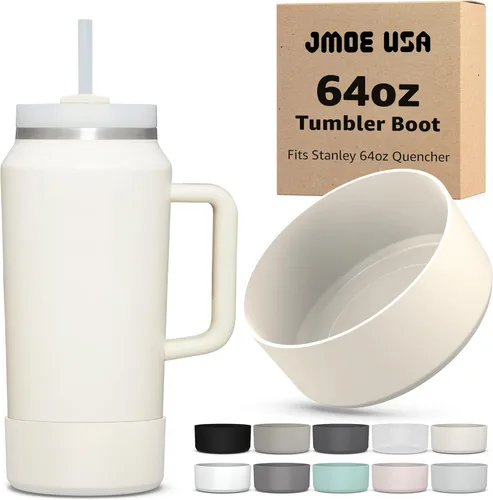 Jmoe USA Bota para vaso Stanley Quencher H2.0 FlowState de 64 onzas con asa, silicona sin BPA, protector de manga para la parte inferior de la taza,
