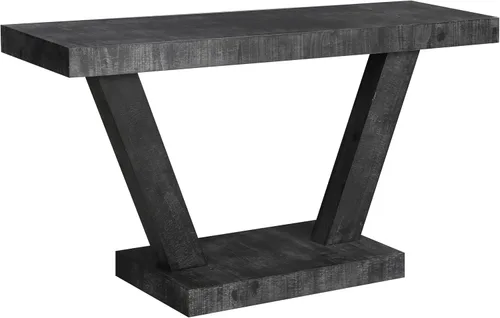 Miniatura 7 de Henf Mesa consola de 60 pulgadas moderna de madera para sofá de entrada detrás del sofá con base de soporte triangular para pasillo, entrada, sala