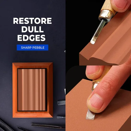 Miniatura 5 de Piedras de afilar Sharp Pebble para herramientas de tallado de madera - Dos piedras de afilar de grano 400 y 1000 para gubias - Sistema de afilado