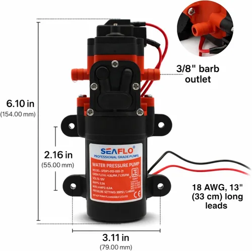 Miniatura 2 de RV/Marina bomba de cebado automático nueva 12 voltios DC/12 V, diafragma de agua dulce 35 PSI