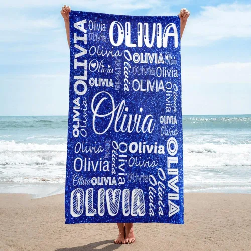 Dr.TOUGH Toallas de playa personalizadas para adultos y niños, toallas de piscina personalizadas con nombre, toallas de playa de microfibra para