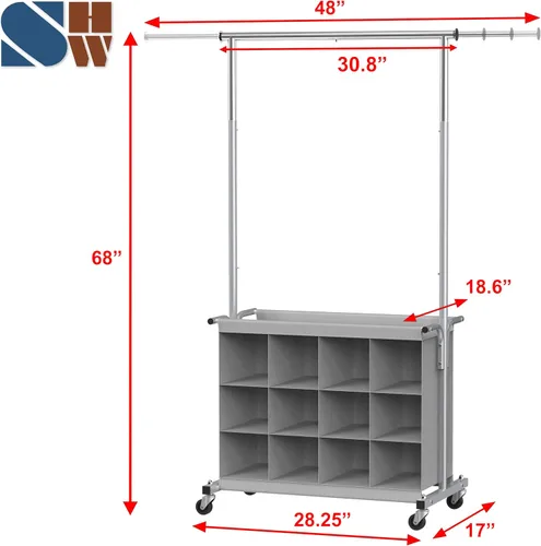 Miniatura 4 de Simple Houseware Perchero con barra extensible y organizador de 16 zapatos, gris