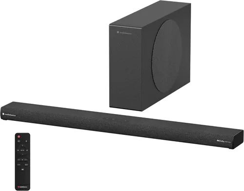 Audiosource - Barra de sonido 2.1, subwoofer inalámbrico con Dolby Atmos, 120 W RMS y salida máxima de 240 W, diseño compacto, transmisión Bluetooth