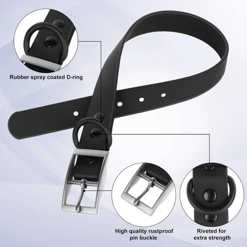 Miniatura 3 de Wisedog Collar de perro impermeable: ajuste múltiple de 7 a 23.6 pulgadas, correa recubierta de goma suave, fácil de limpiar, para perros pequeños