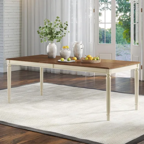 Miniatura 18 de AMERLIFE 79" Farmhouse Dining Table, Rectangular Wood Kitchen & Dining Room Table with Roman Conical Legs, Wood Grain Tabletop, for Kitchen and