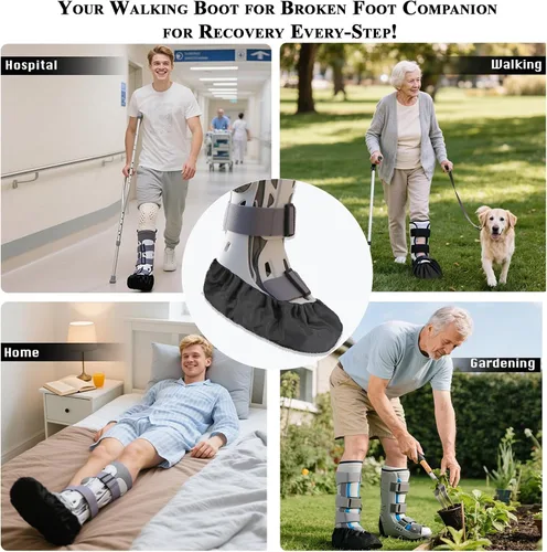 Miniatura 7 de Paquete de 2 fundas para botas de caminar para fractura de pie, fundas ortopédicas para zapatos al aire libre para botas de caminar médicas, botas