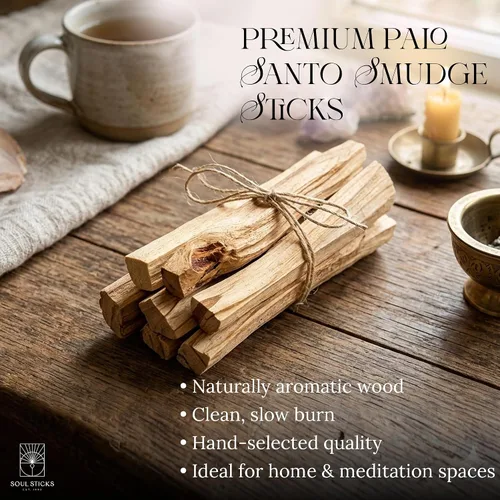 Miniatura 6 de Ancient VEDA Varillas de palo santo peruano 6 piezas con guía de sahumado – Alto contenido de resina, madera santa aromática de olor dulce