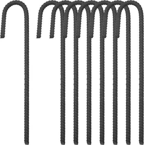 Miniatura 24 de Pinnacle Mercantile - Juego de estacas de refuerzo con extremo en forma de gancho, resistentes, acero inoxidable, 12 pulgadas, punta cincelada