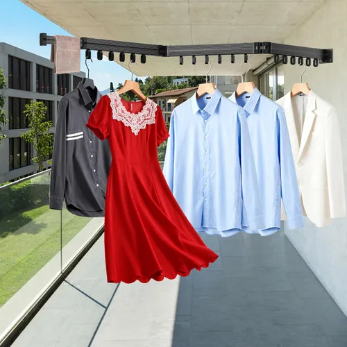 Miniatura 7 de KAXIWEI Estante de secado de ropa, estante de secado de ropa montado en la pared, estante de secado de ropa retráctil plegable plegable de 3