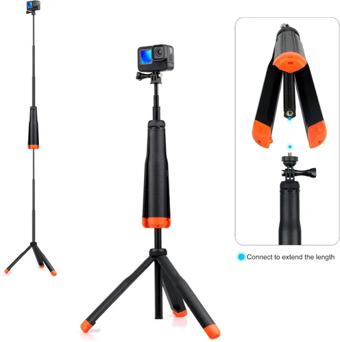 Miniatura 3 de GEPULY Palo de selfie impermeable de 9'' a 27'' pulgadas, agarre flotante de mano para GoPro Hero 13 12 11 10 9 8 7 6 5 4 3 Fusion, Max, la mayoría