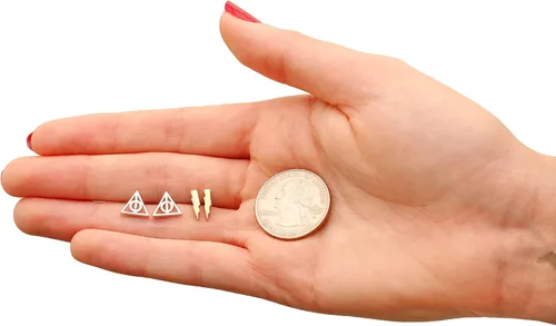 Miniatura 5 de Harry Potter Earring Sets, 2 Pair Gold Plated, Silver Plated Studs - Deathly Hallows and Lighting Scar, HP and Golden Snitch, Deathly Hallows and
