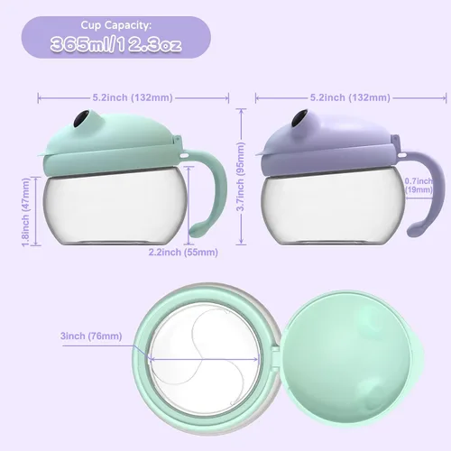 Miniatura 6 de BeneLabel Paquete de 2 tazas de aperitivos de 12.3 onzas para niños pequeños, a prueba de derrames, de grado alimenticio, contenedor de aperitivos