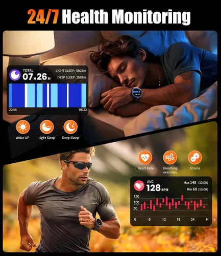 Miniatura 6 de Relojes inteligentes LIGE para hombres con batería de 900mAh (60+ horas de espera), pantalla AMOLED de 1.73" con Bluetooth, modo de llamada, más