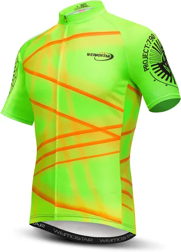 Miniatura 114 de Weimostar Hombre Ciclismo Jersey Manga Corta Bicicleta Ropa Multicolor Diamante