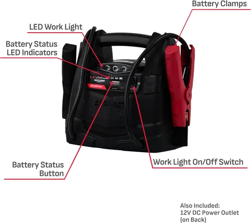 Miniatura 5 de Schumacher Electric - Arrancador de batería de coche de 600 A y estación de energía portátil, solución 3 en 1, salida de CC de 12 V