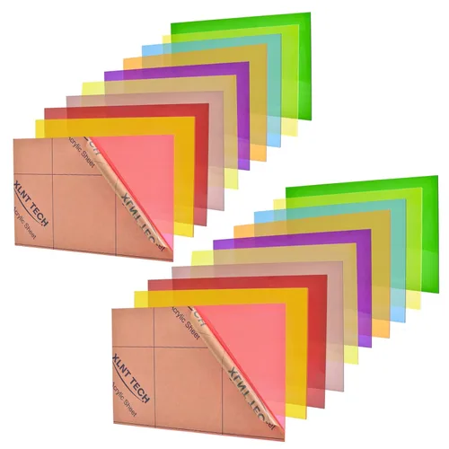 20 piezas y 10 colores de 12 x 20 pulgadas (0.118 pulgadas de grosor), lámina de plástico de plexiglás para cortar, grabar, letreros y proyectos de