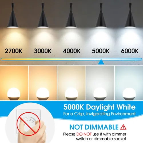 Miniatura 5 de MAXvolador Bombillas LED E12 Equivalente a 60W Luz de Día Blanca 5000K para Ventilador de Techo, 600LM CRI 85+ Bombillas Candelabro Base Pequeña, 6W