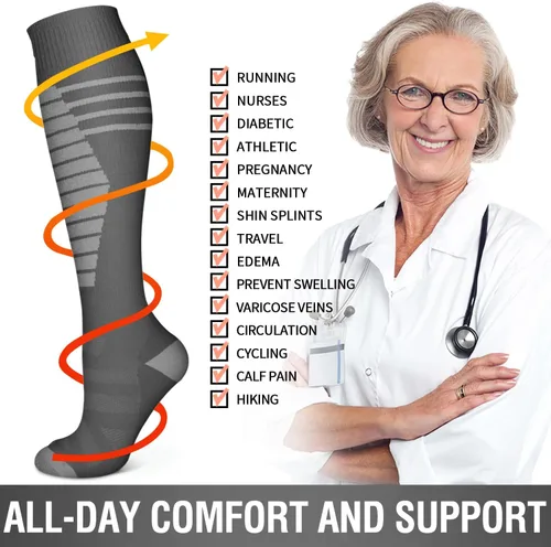 Miniatura 19 de 6 Pack Copper Compression Socks for Women and Men Circulation-Best Support for Medical, Running,Nursing,Athletic